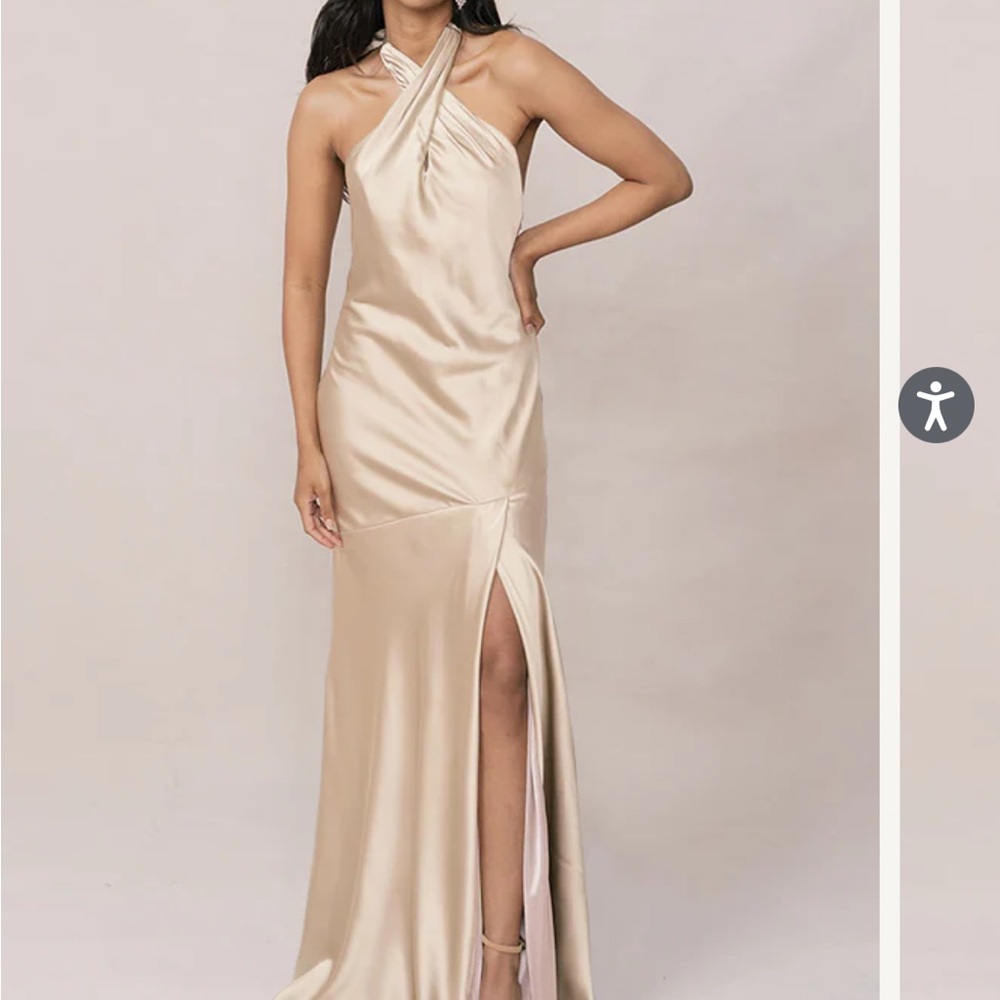 Revelry Athena Halter Dress Champagne